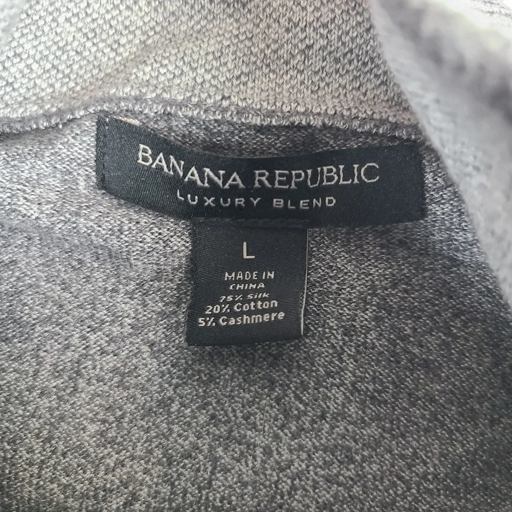 Banana Republic Sweater Mens Large Gray Luxury Blend Full Zip Sweatshirt *